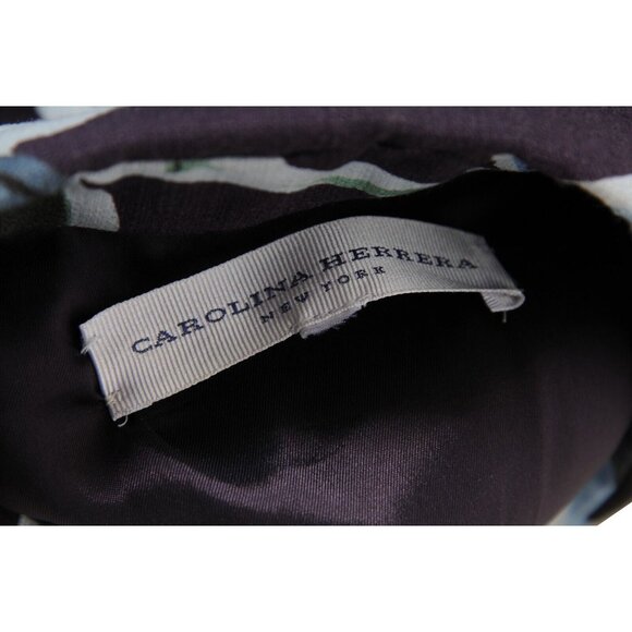 Carolina Herrera Womens Floral Collared Button Down Midi Dress US 14 Purple Blue - Picture 12 of 13